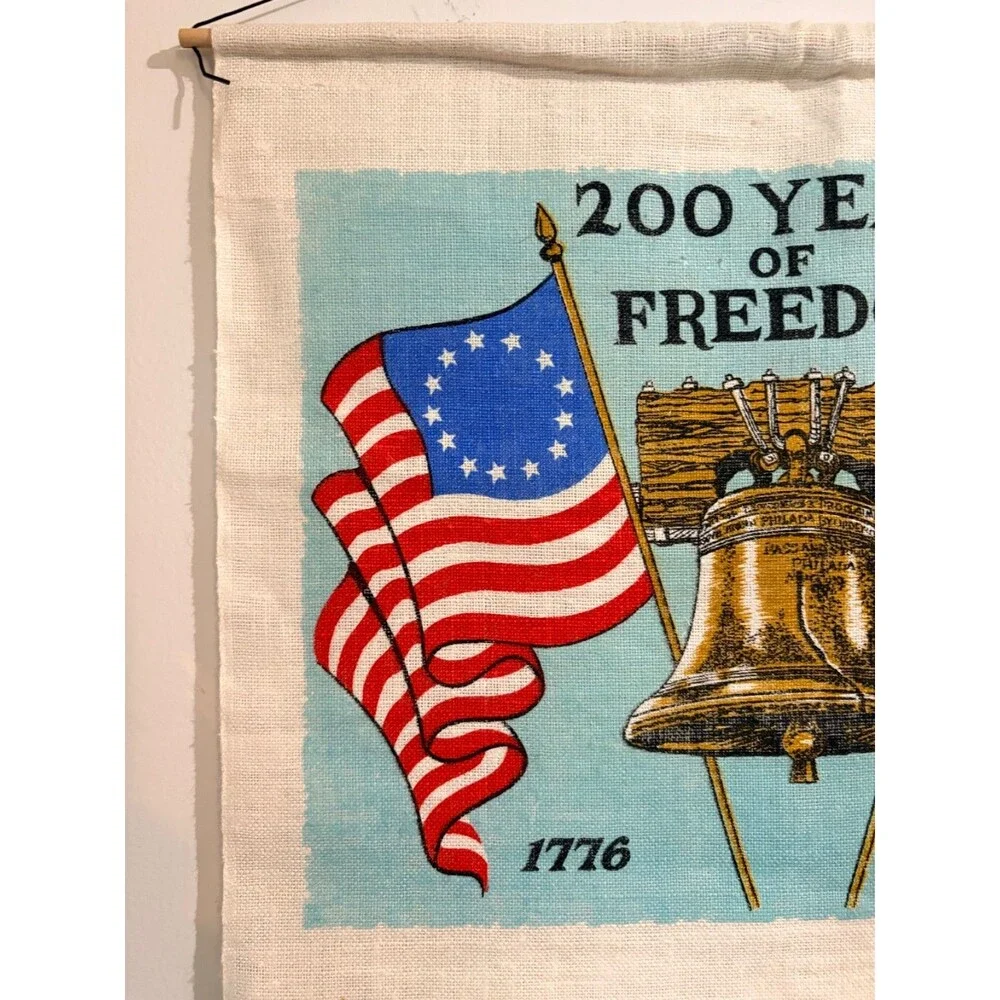 Vtg 1976 Bicentennial Linen Tea Towel Calendar 200 years of Freedom
